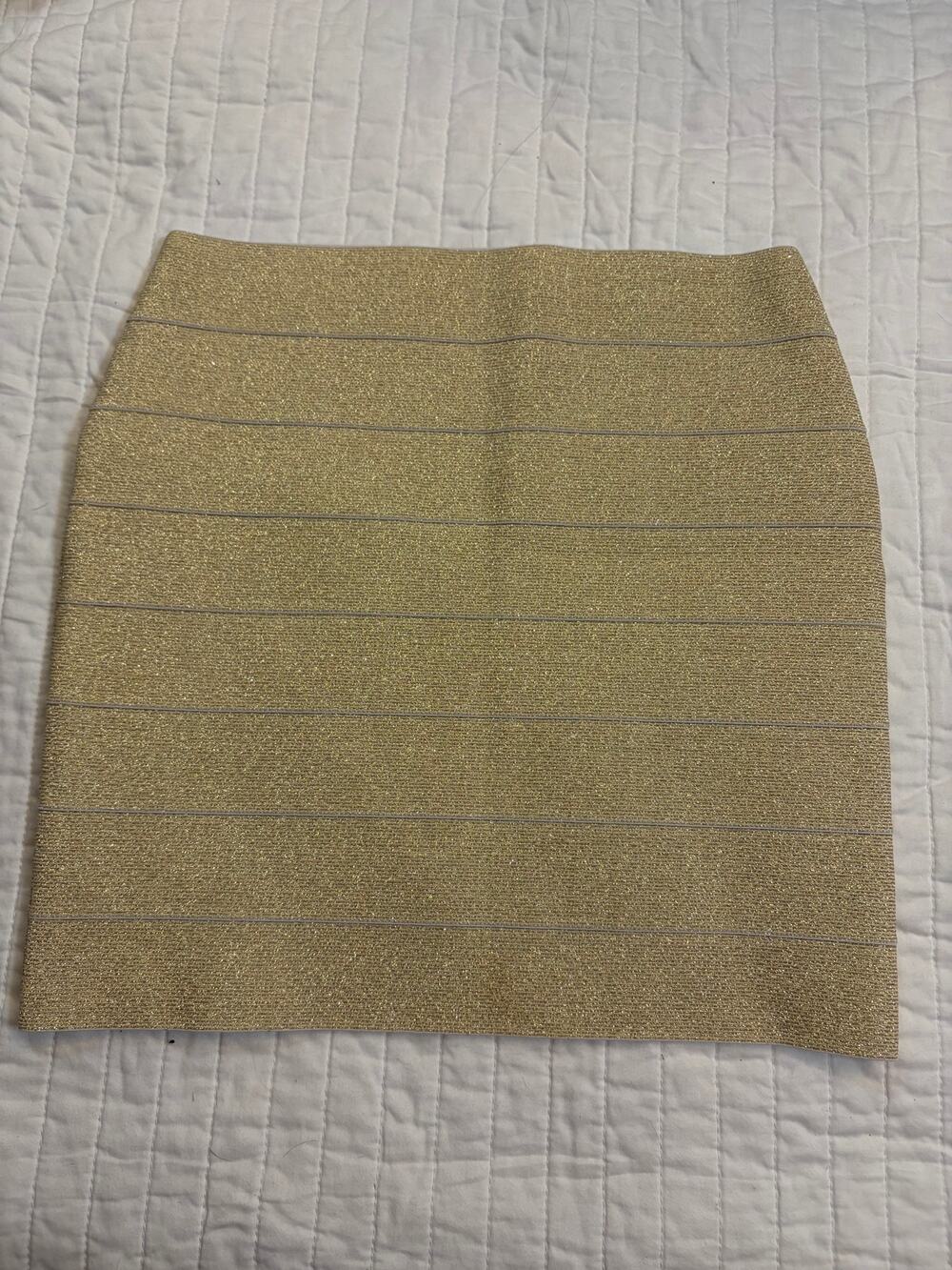 Express Metallic Gold Bandage Mini Skirt NWOT